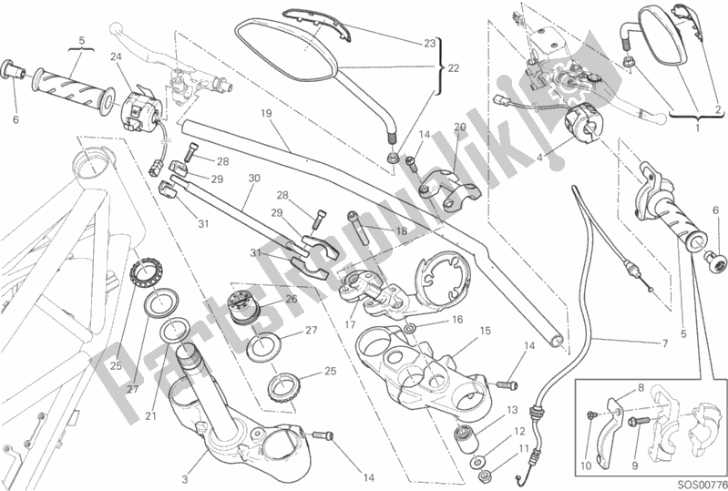 All parts for the Handlebar And Controls of the Ducati Scrambler Urban Enduro Thailand 803 2016